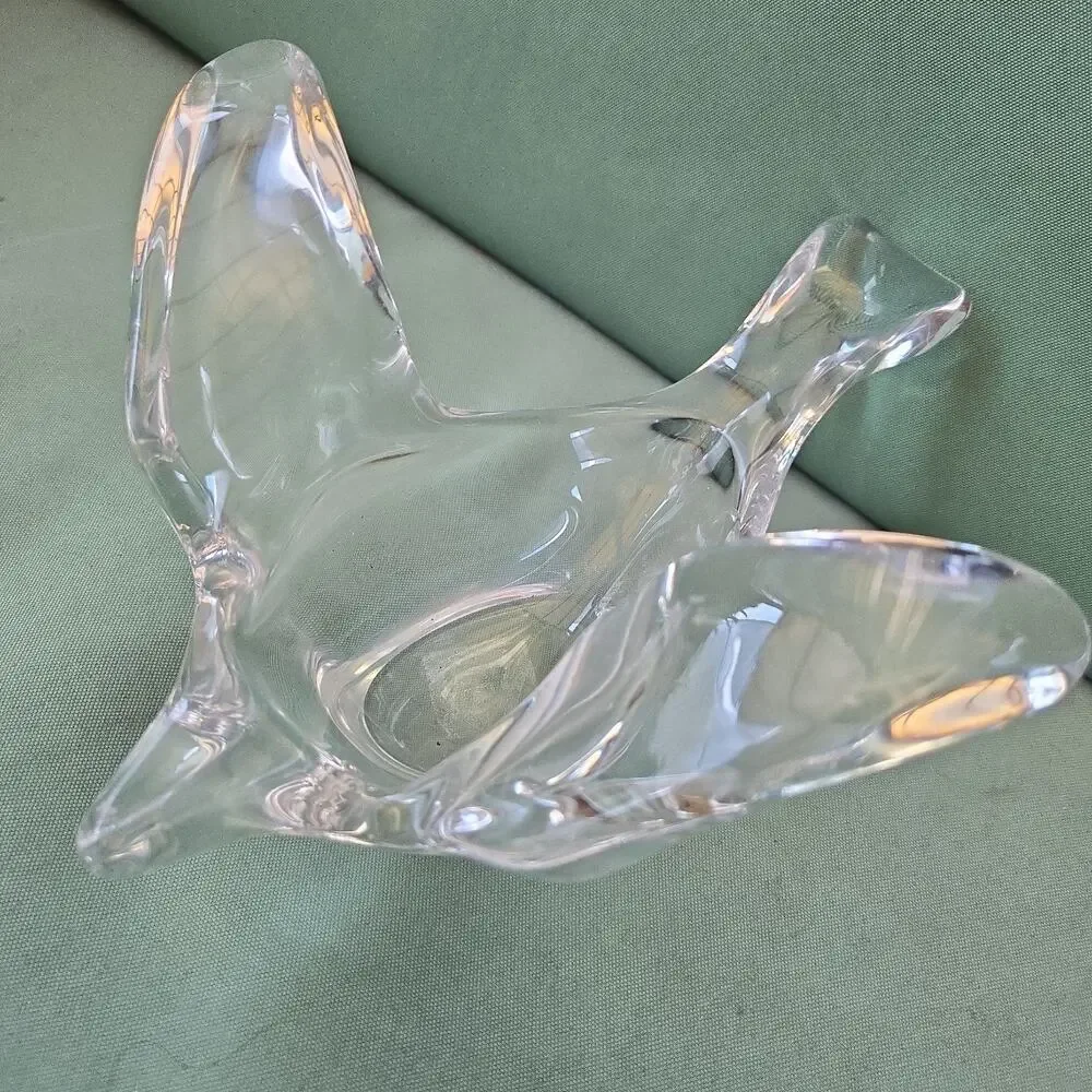 MCM vintage Crystal Bird Dove Pipe Holder Rest Ashtray Trinket Dish
